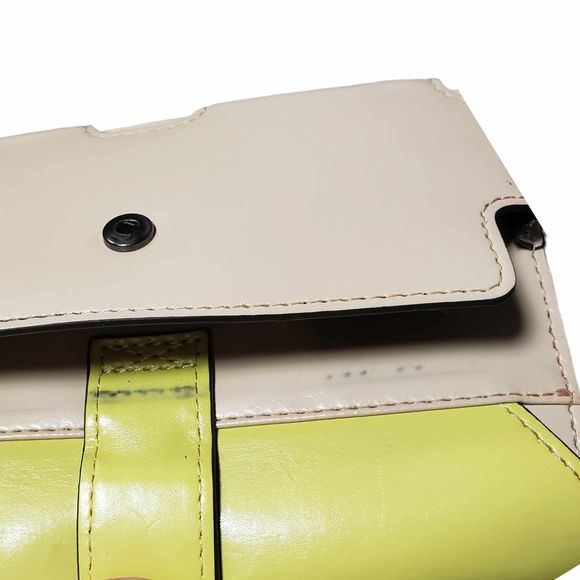 BCBGMaxazria Yellow Tan Wallet Wristlet Phone Case Polyurethane AS IS - Picture 2 of 8